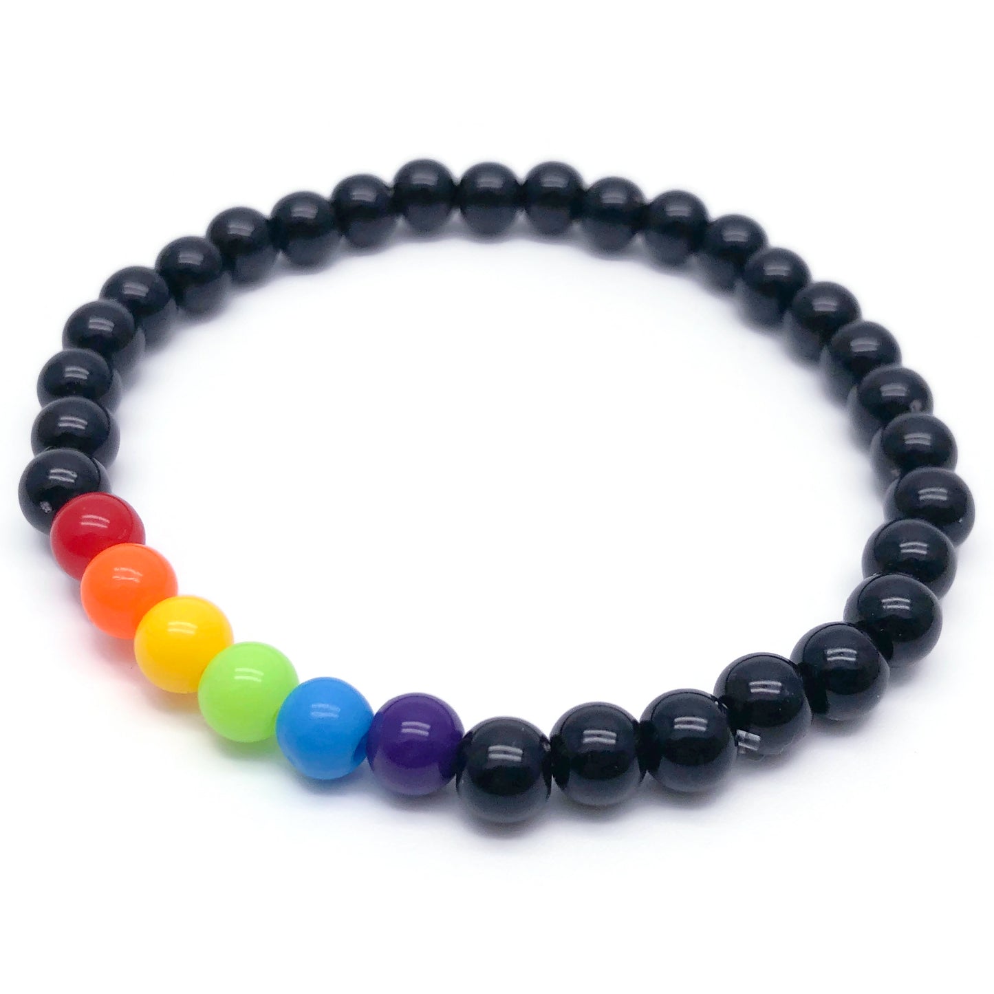 Rainbow and Black Acrylic Bead LGBT Bracelet