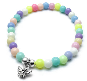 Bee Charm Bead Bracelet - Colour Choice