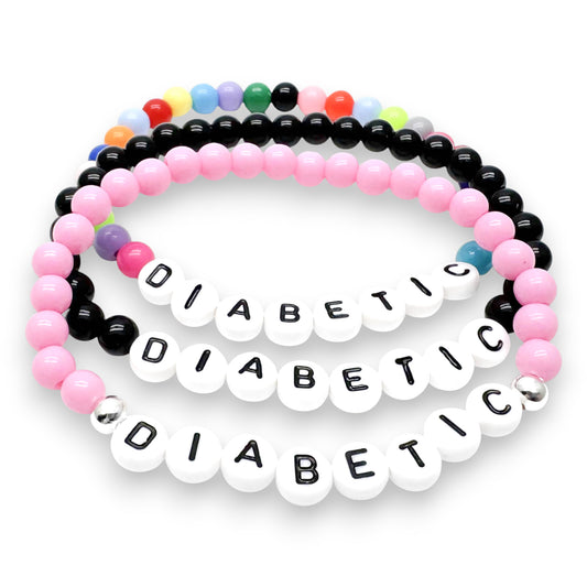 DIABETIC Medical Alert Bracelet - Acrylic Letter Beads