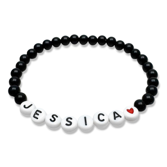 PERSONALISED Bead Bracelet - Black Acrylic Beads