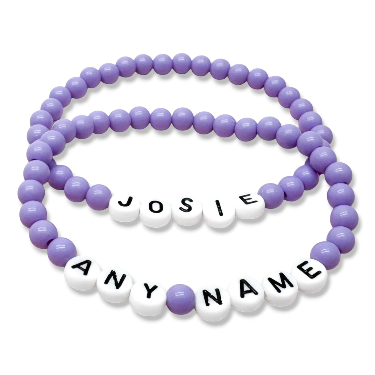 PERSONALISED Bead Bracelet - Lilac Acrylic Beads
