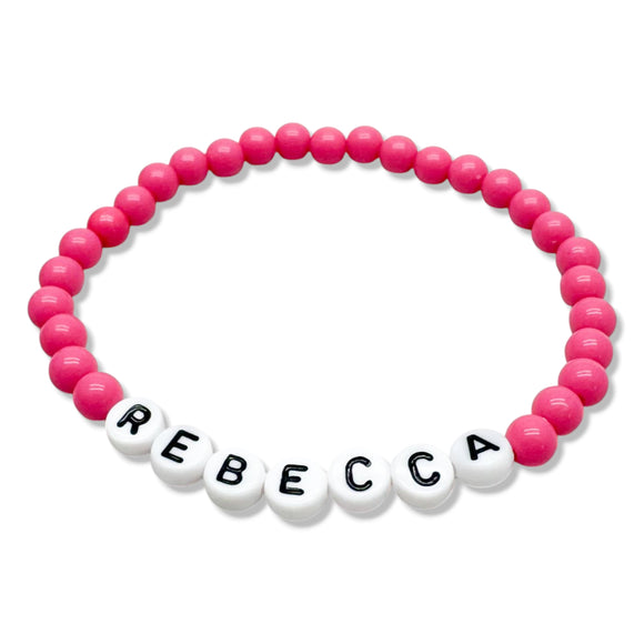 PERSONALISED Bead Bracelet - Hot Pink Acrylic