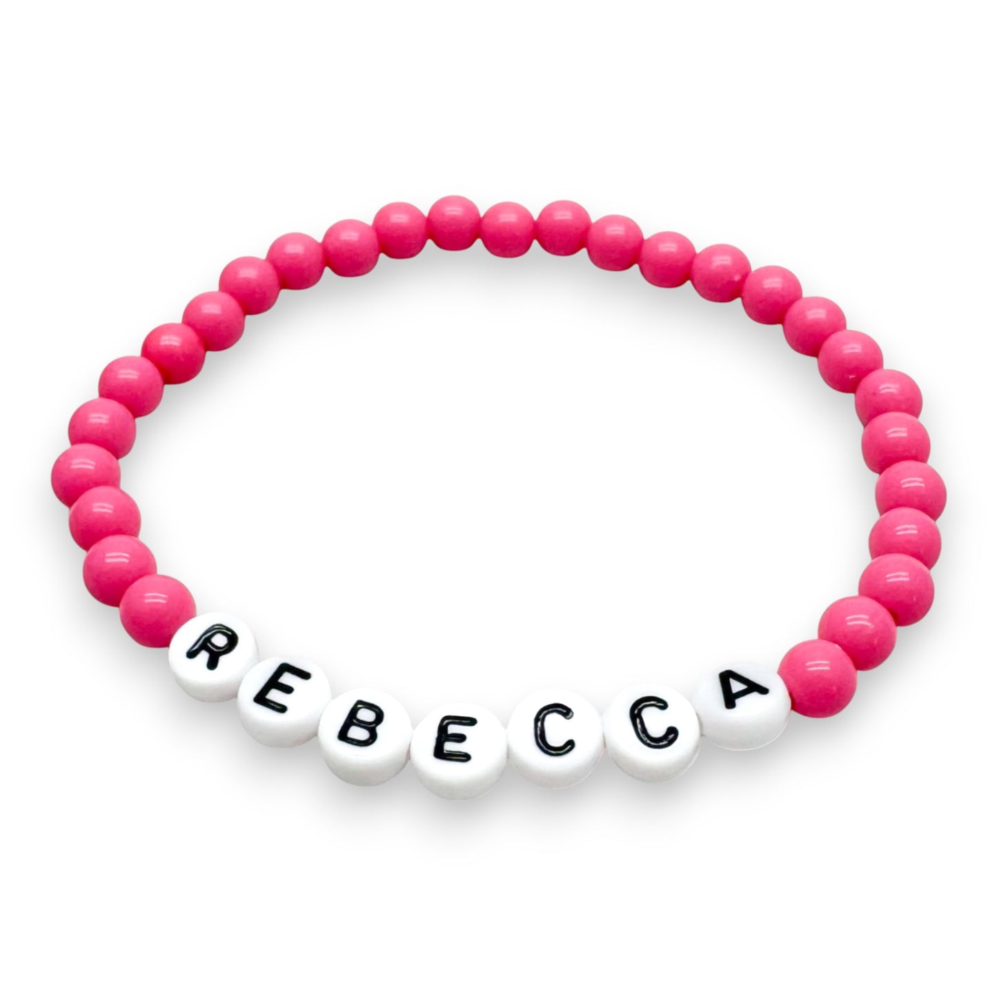 PERSONALISED Bead Bracelet - Hot Pink Acrylic