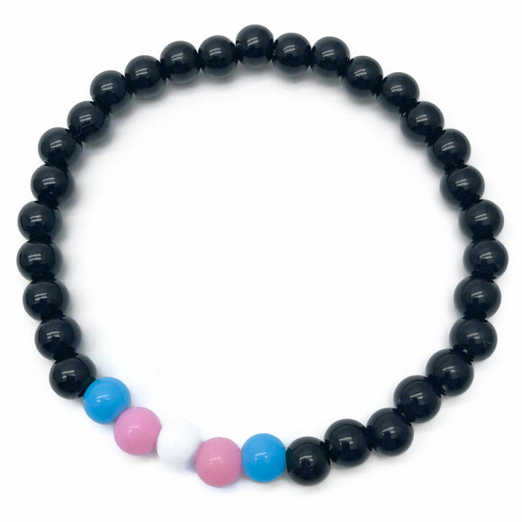 Transgender Pride Flag Colours Acrylic Bead Bracelet