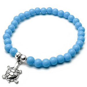 Turtle Charm Bead Bracelet - Colour Choice