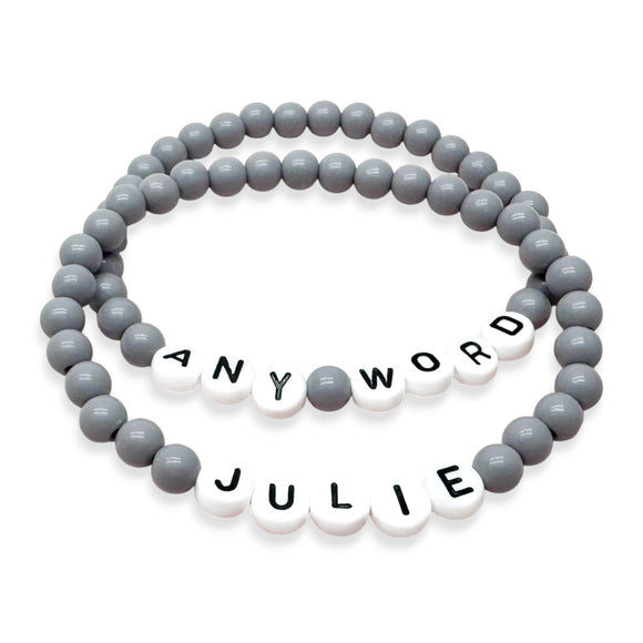 PERSONALISED Bead Bracelet - Light Grey Acrylic