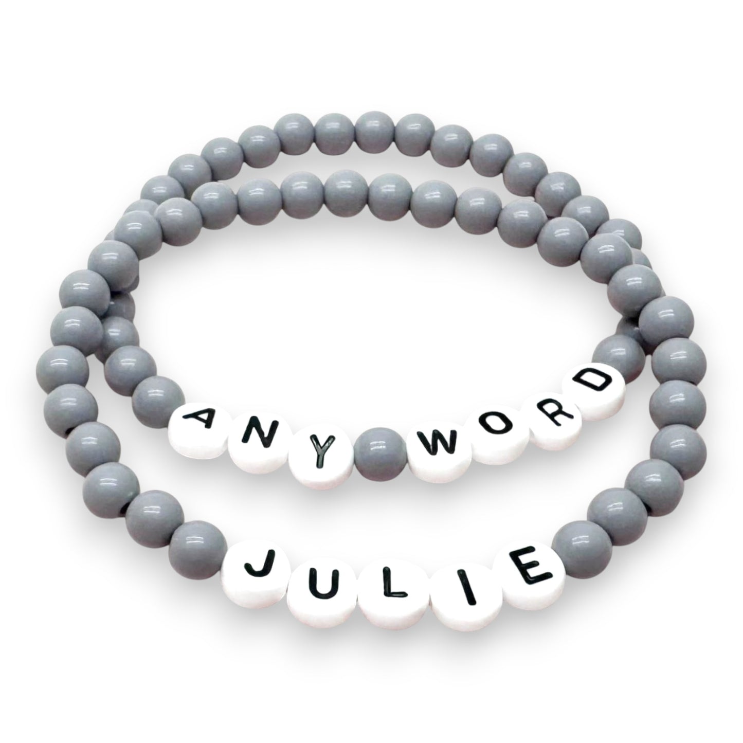 PERSONALISED Bead Bracelet - Light Grey Acrylic