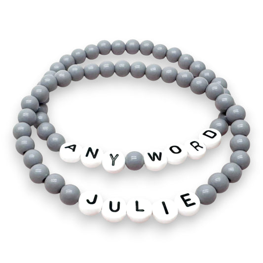 PERSONALISED Bead Bracelet - Light Grey Acrylic