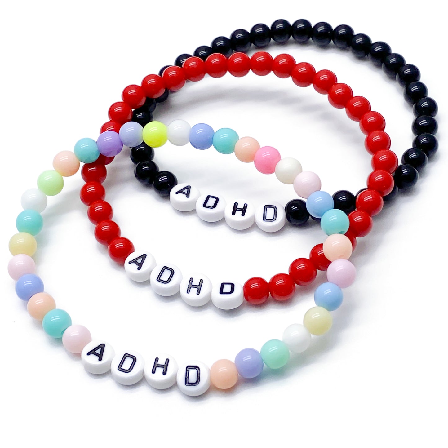 ADHD Medical Alert Bracelet - Acrylic Letter Beads