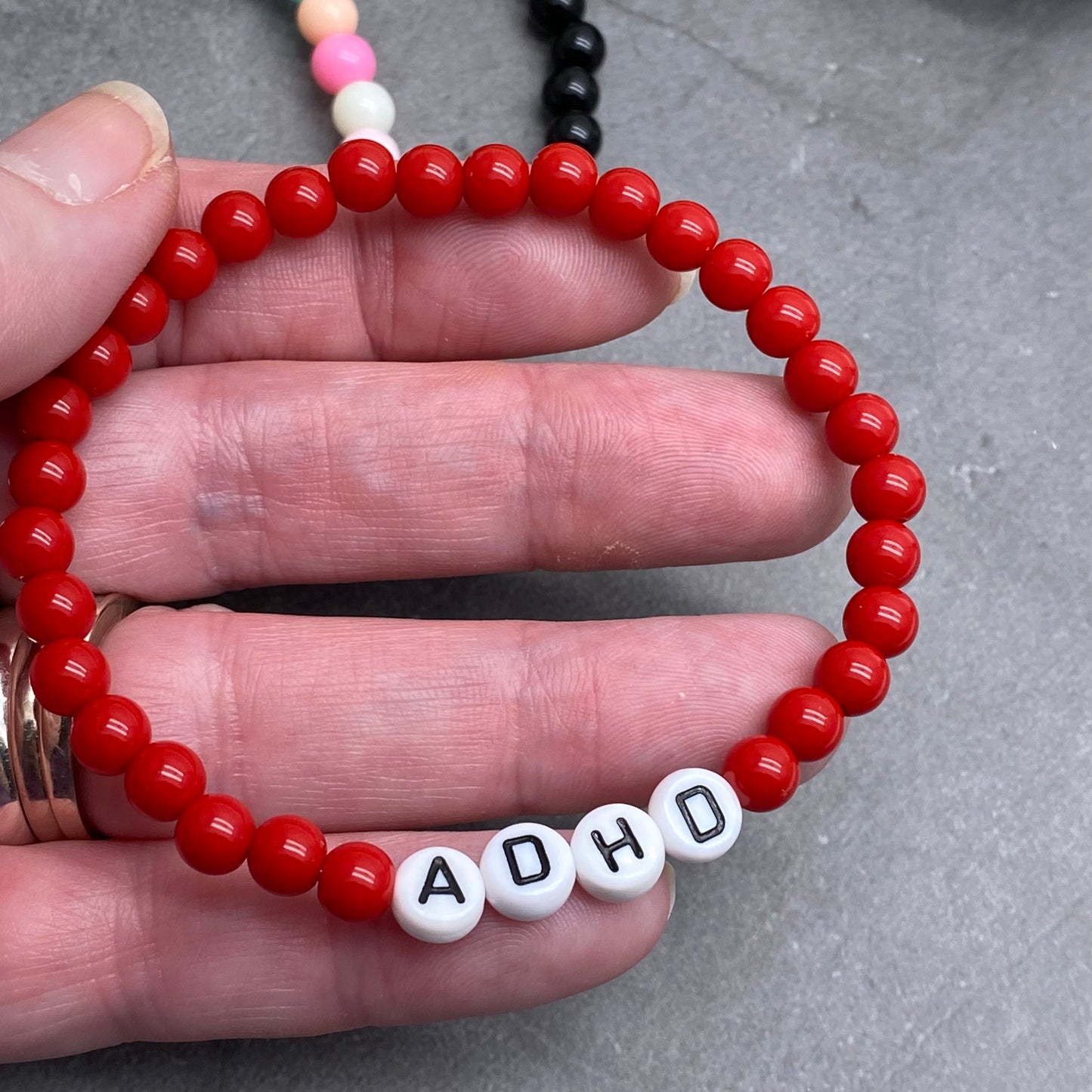 ADHD Medical Alert Bracelet - Acrylic Letter Beads