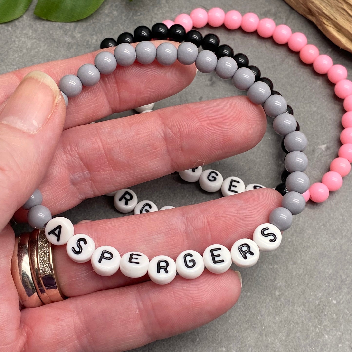 ASPERGERS Medical Alert Bracelet - Acrylic Letter Beads