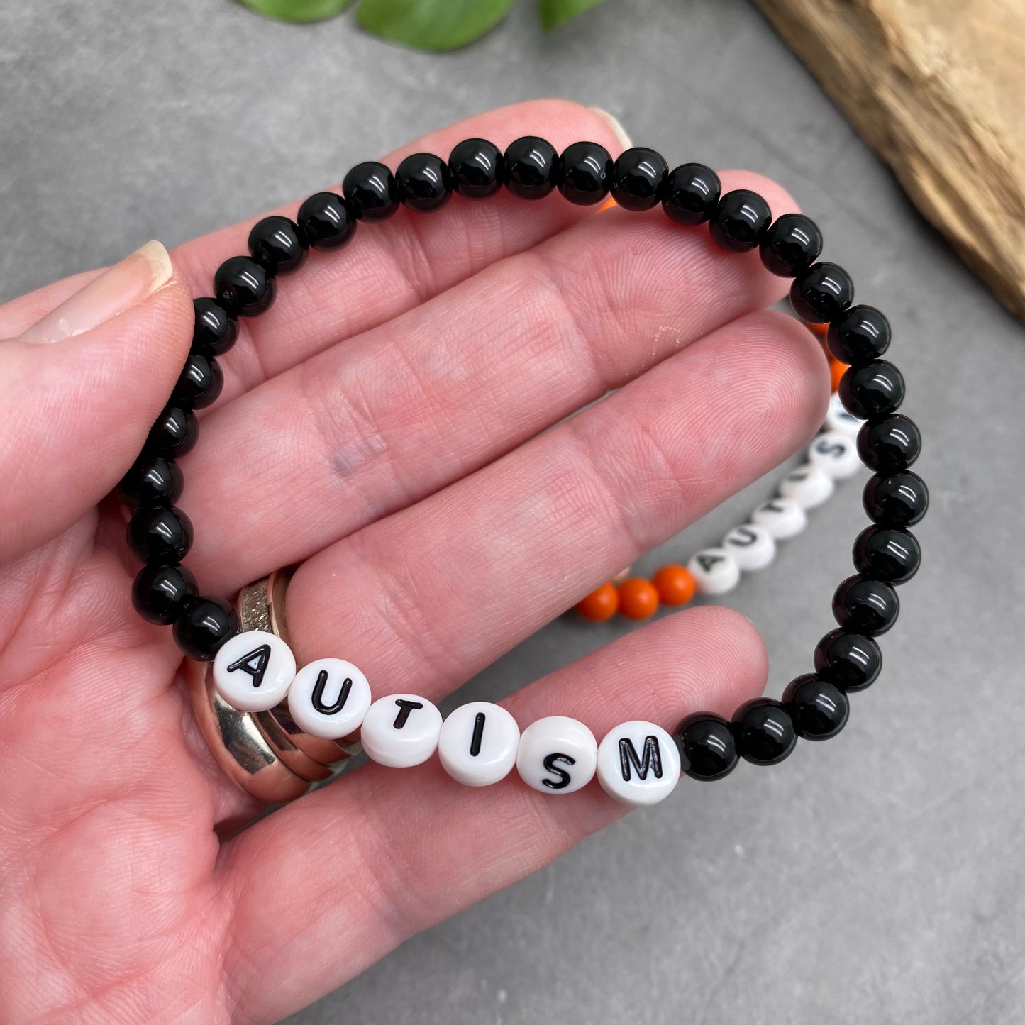 AUTISM Medical Alert Bracelet - Acrylic Letter Beads