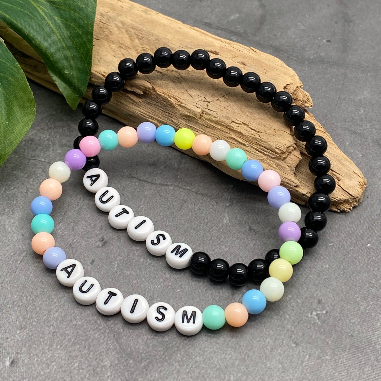 AUTISM Medical Alert Bracelet - Acrylic Letter Beads