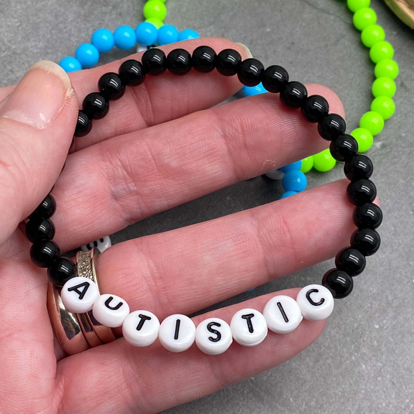 AUTISTIC Medical Alert Bracelet - Acrylic Letter Beads