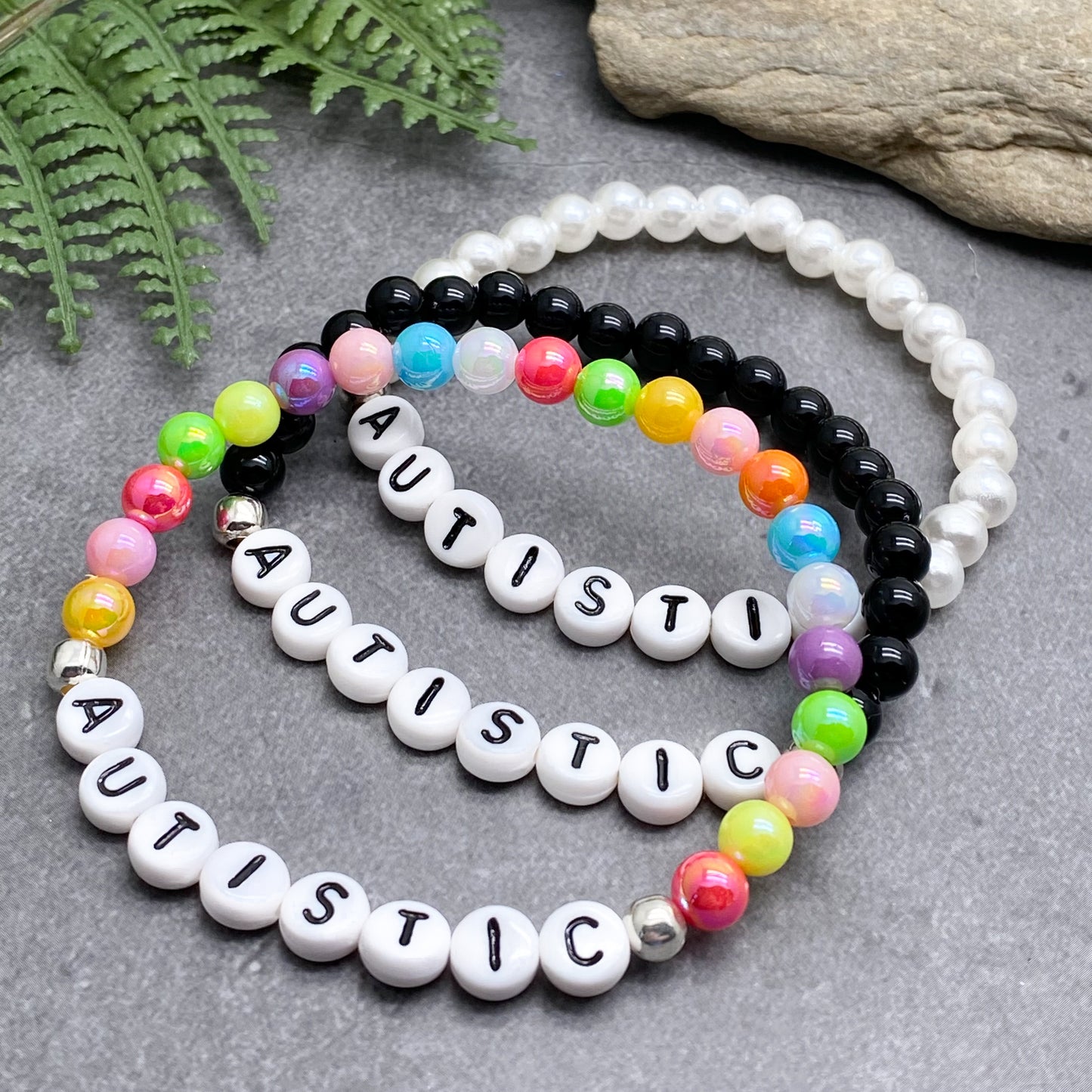 AUTISTIC Medical Alert Bracelet - Acrylic Letter Beads