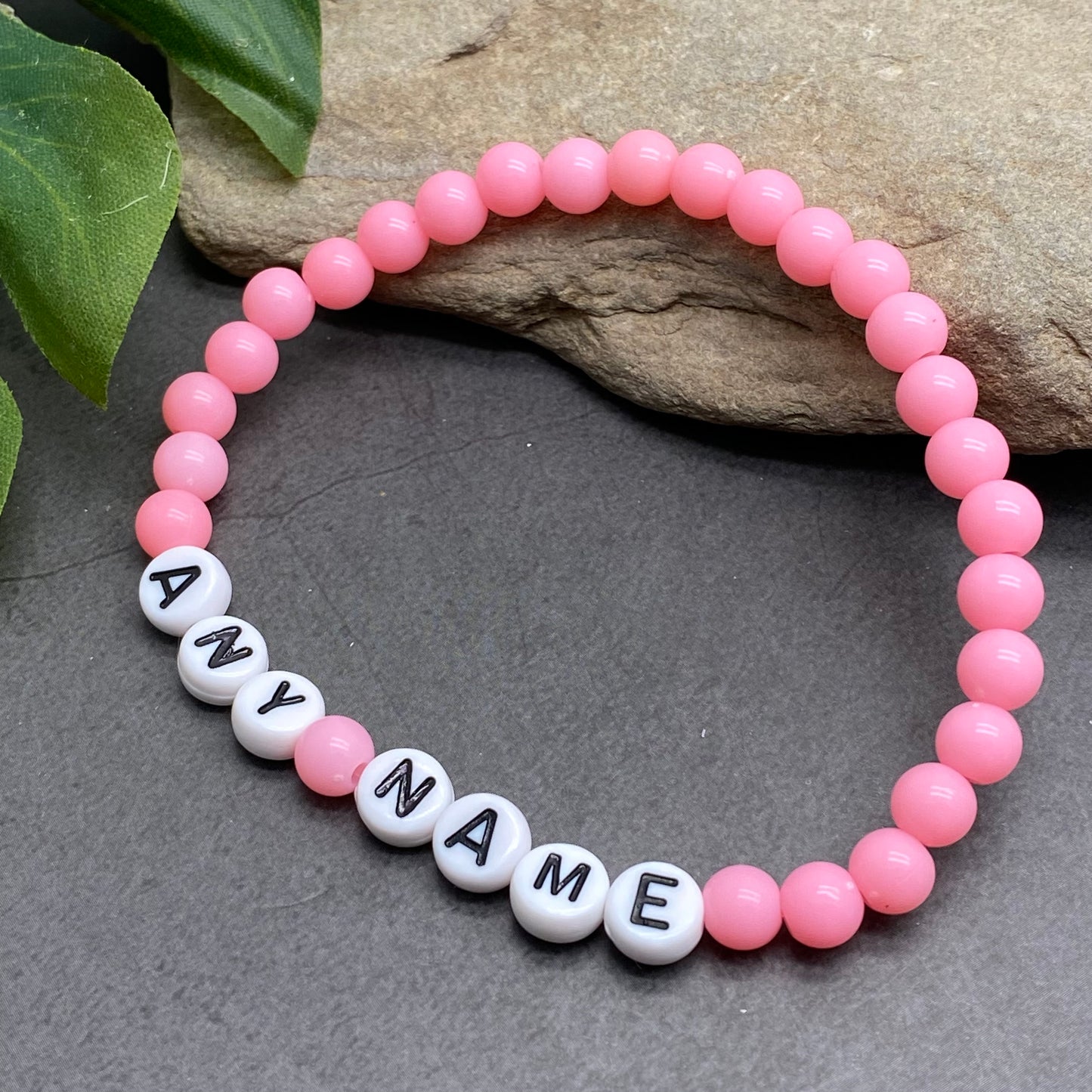 PERSONALISED Bead Bracelet - Baby Pink Acrylic