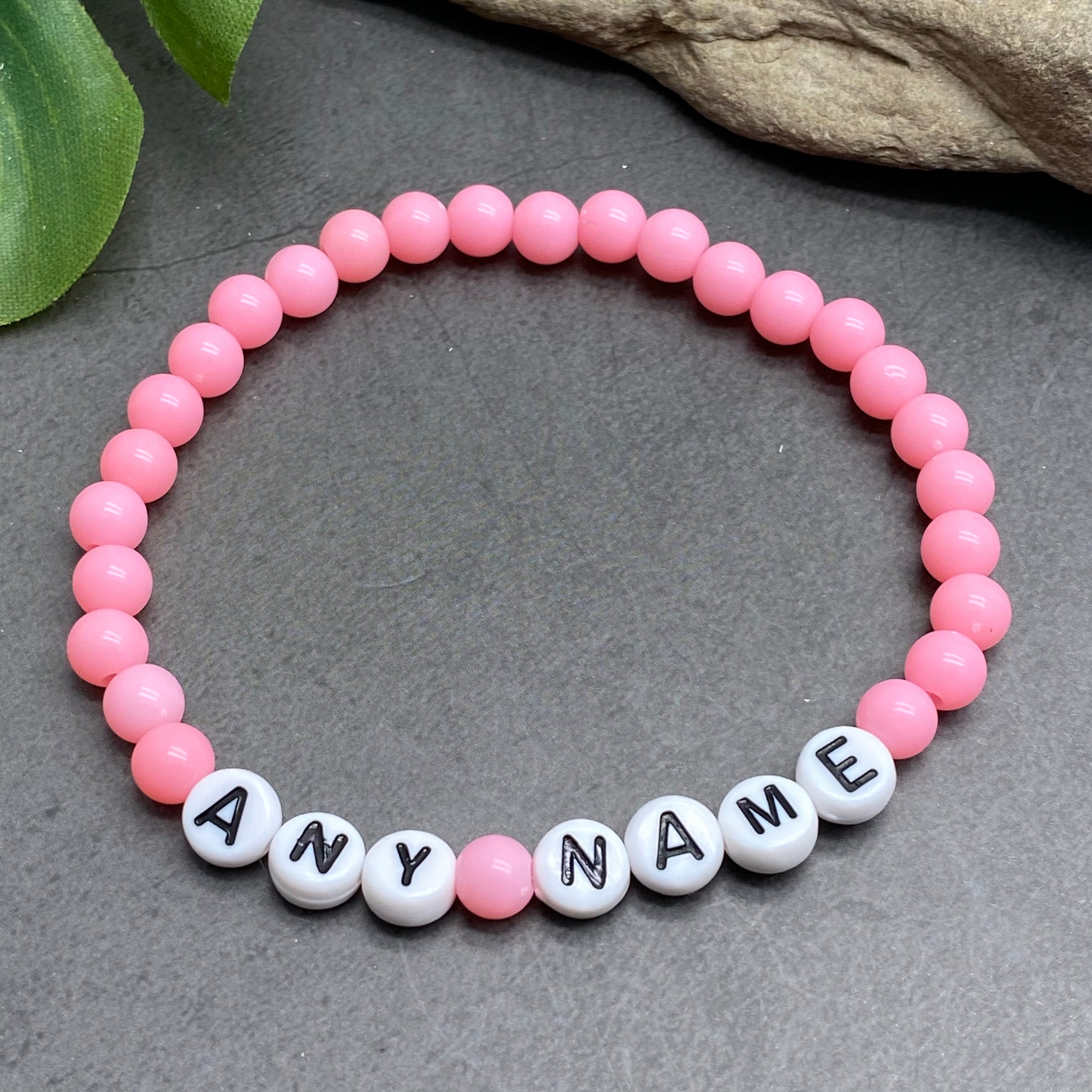 PERSONALISED Bead Bracelet - Baby Pink Acrylic – Vilda Jewellery