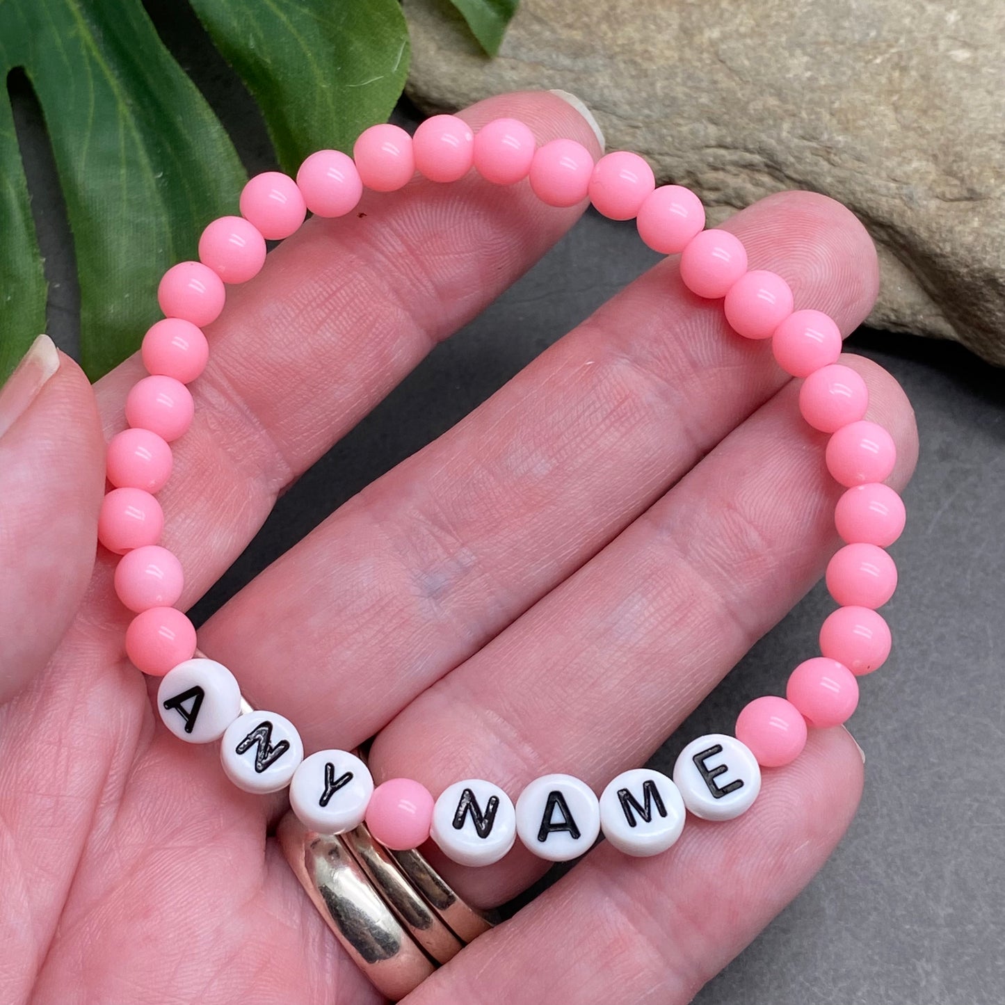 PERSONALISED Bead Bracelet - Baby Pink Acrylic