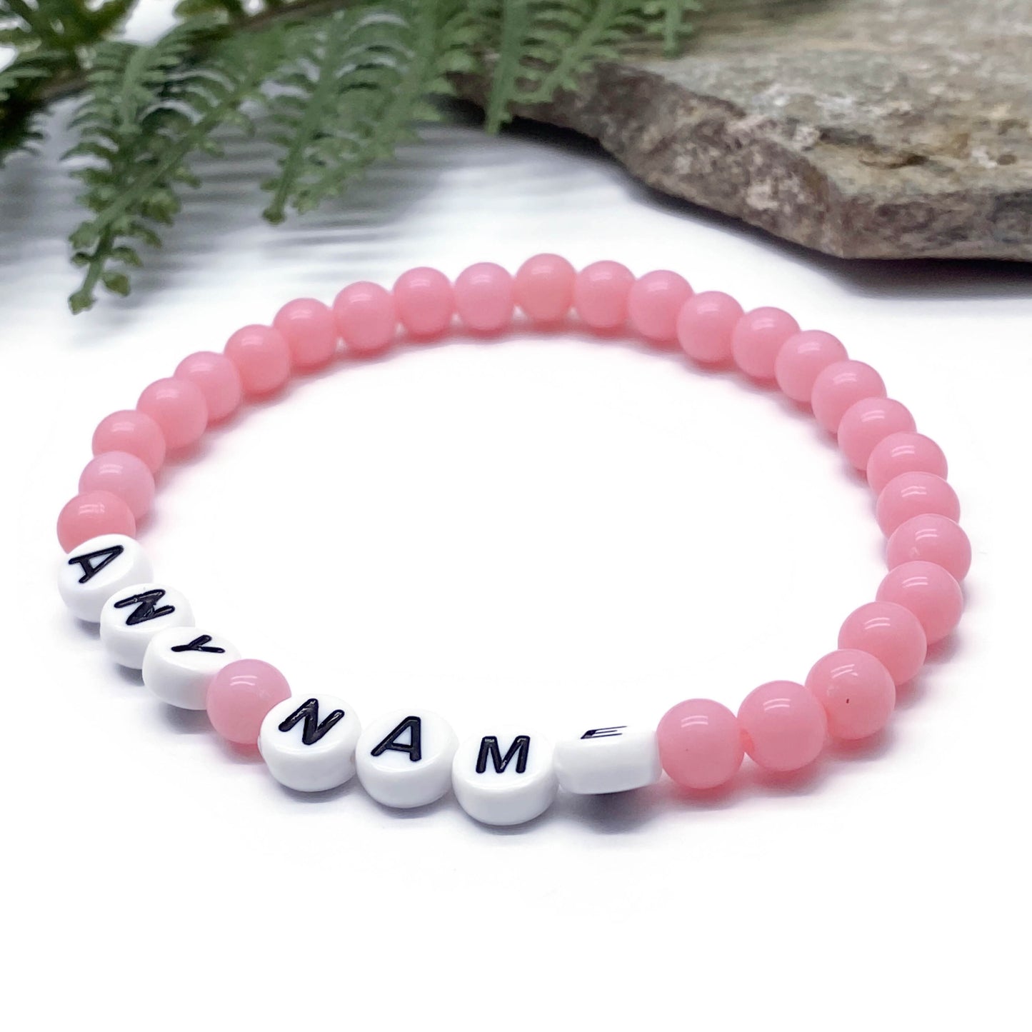 PERSONALISED Bead Bracelet - Baby Pink Acrylic