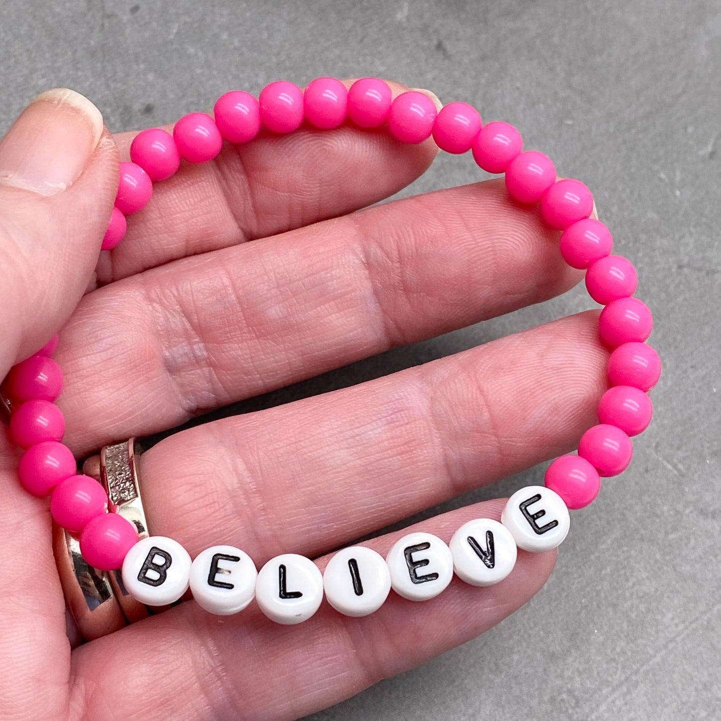 BELIEVE Message Bracelet - Acrylic Letter Beads