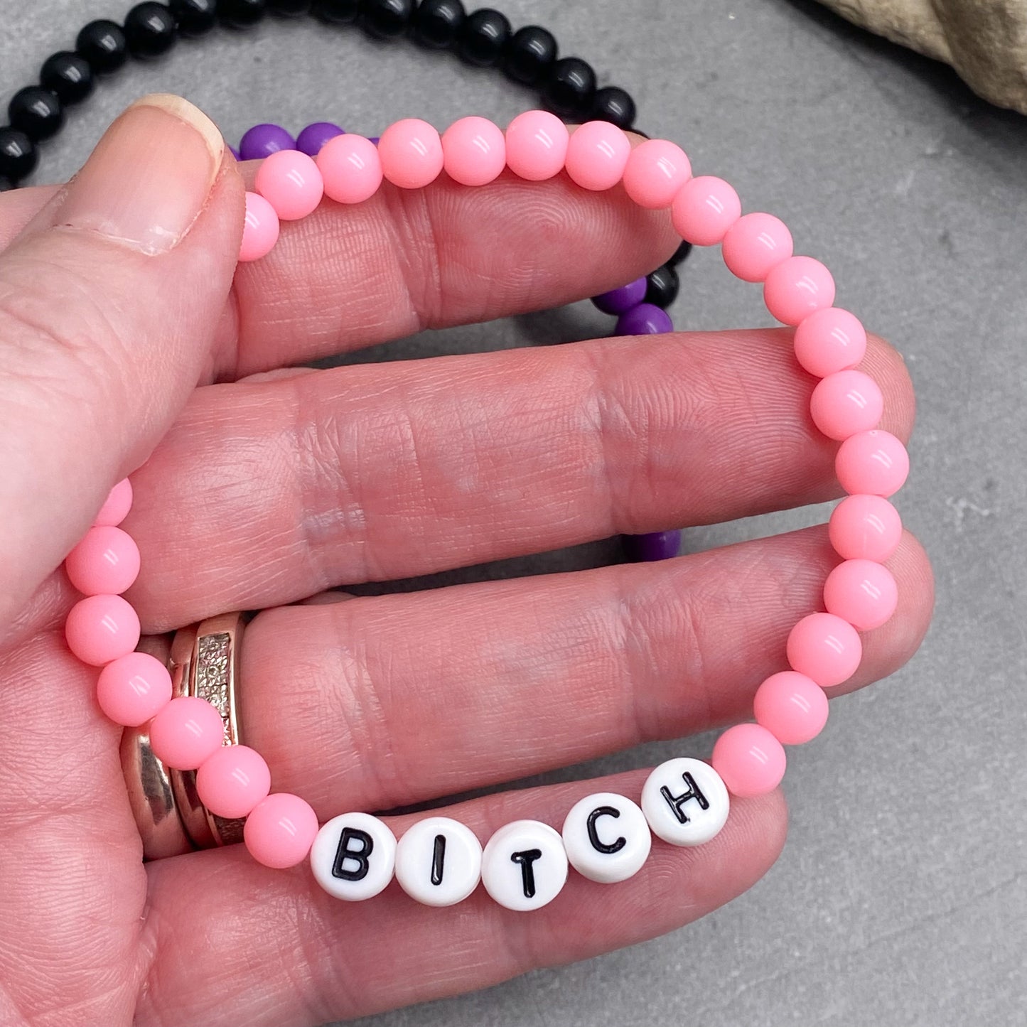 BITCH Message Bracelet - Acrylic Letter Beads