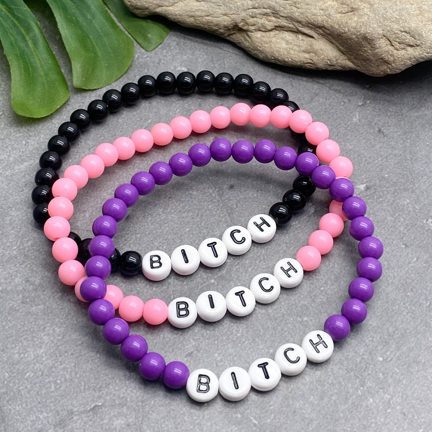 BITCH Message Bracelet - Acrylic Letter Beads