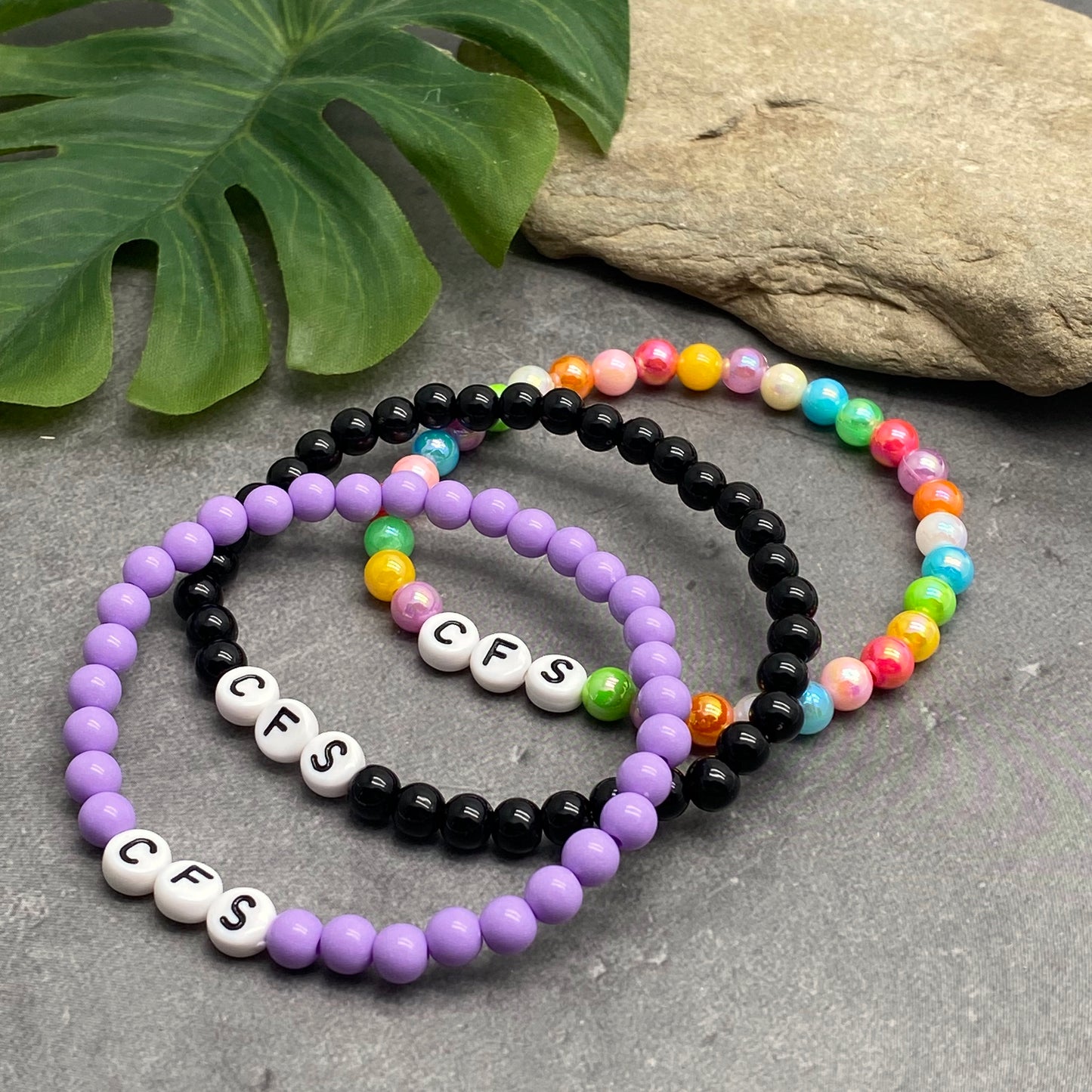 CFS Medical Alert Bracelet - Acrylic Letter Beads