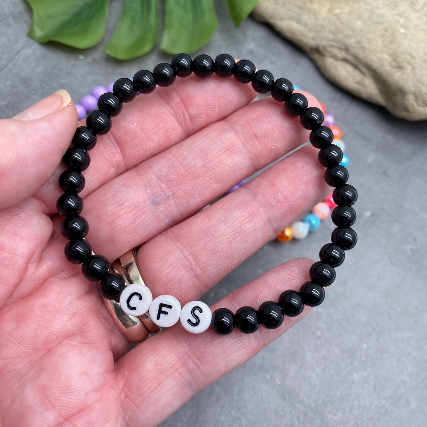 CFS Medical Alert Bracelet - Acrylic Letter Beads