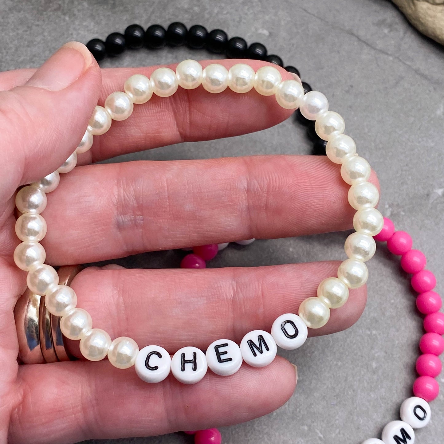 CHEMO Medical Alert Bracelet - Acrylic Letter Beads