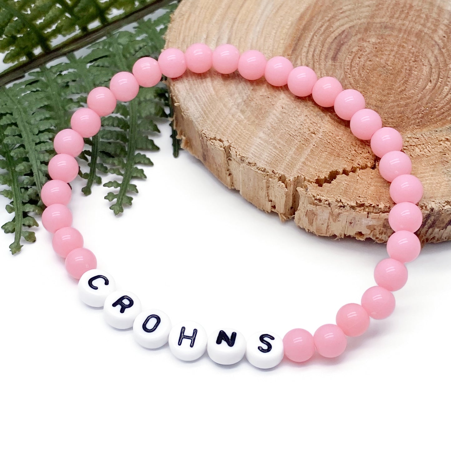 CROHNS Medical Alert Bracelet - Acrylic Letter Beads