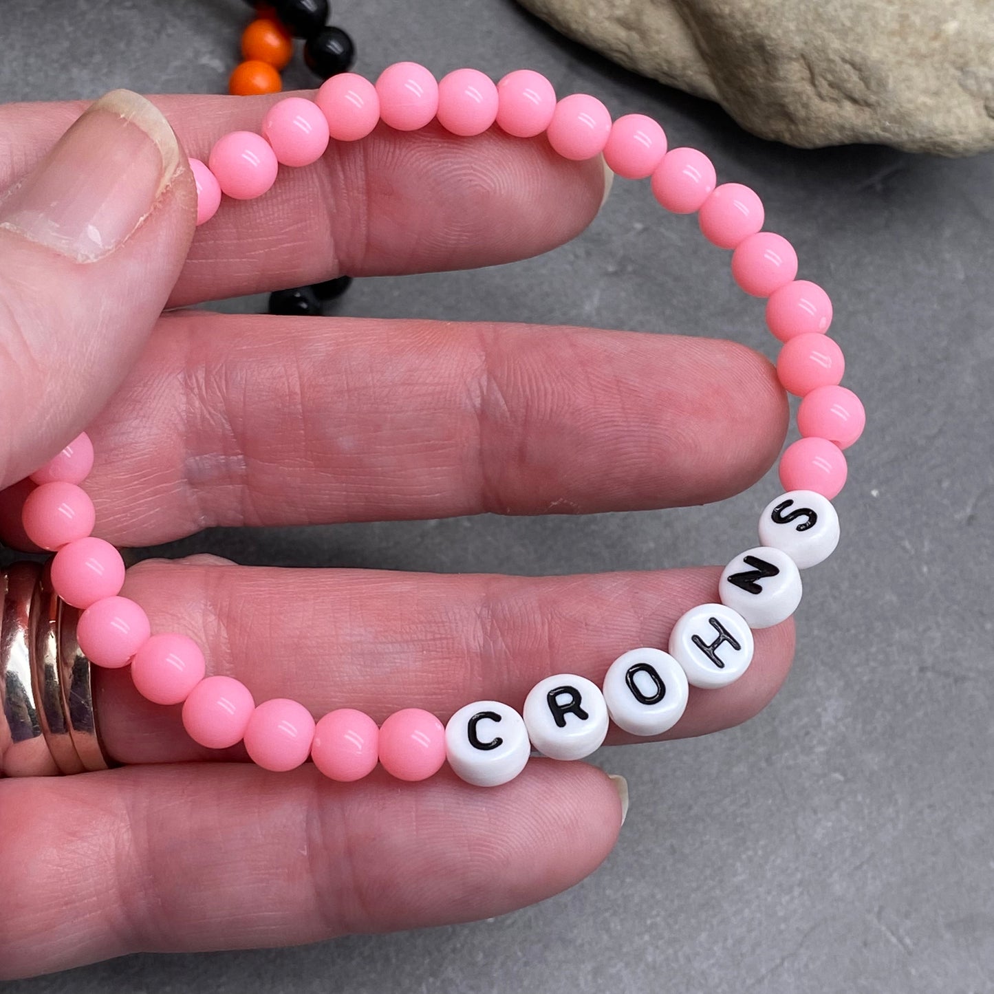 CROHNS Medical Alert Bracelet - Acrylic Letter Beads