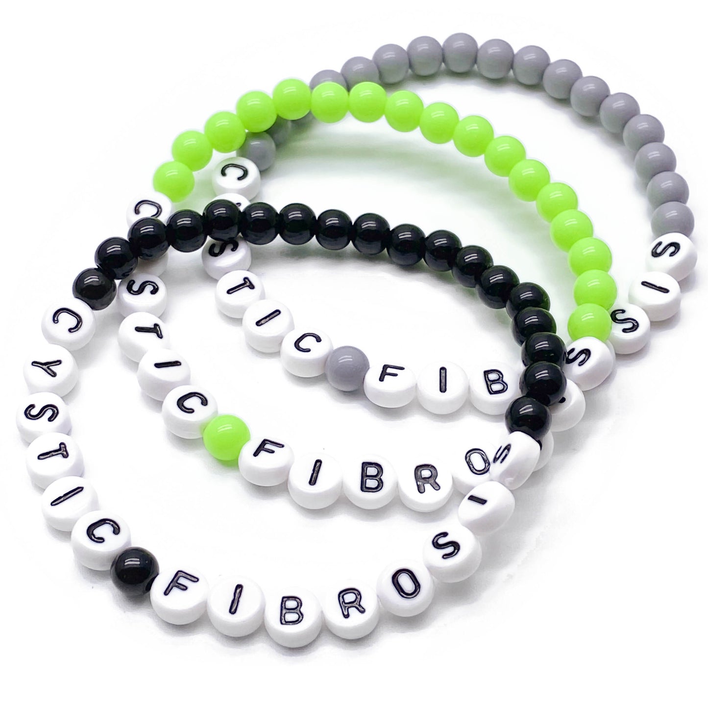 CYSTIC FIBROSIS Medical Alert Bracelet - Acrylic Letter Beads