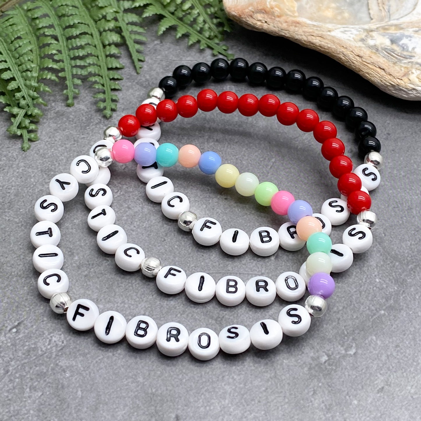CYSTIC FIBROSIS Medical Alert Bracelet - Acrylic Letter Beads