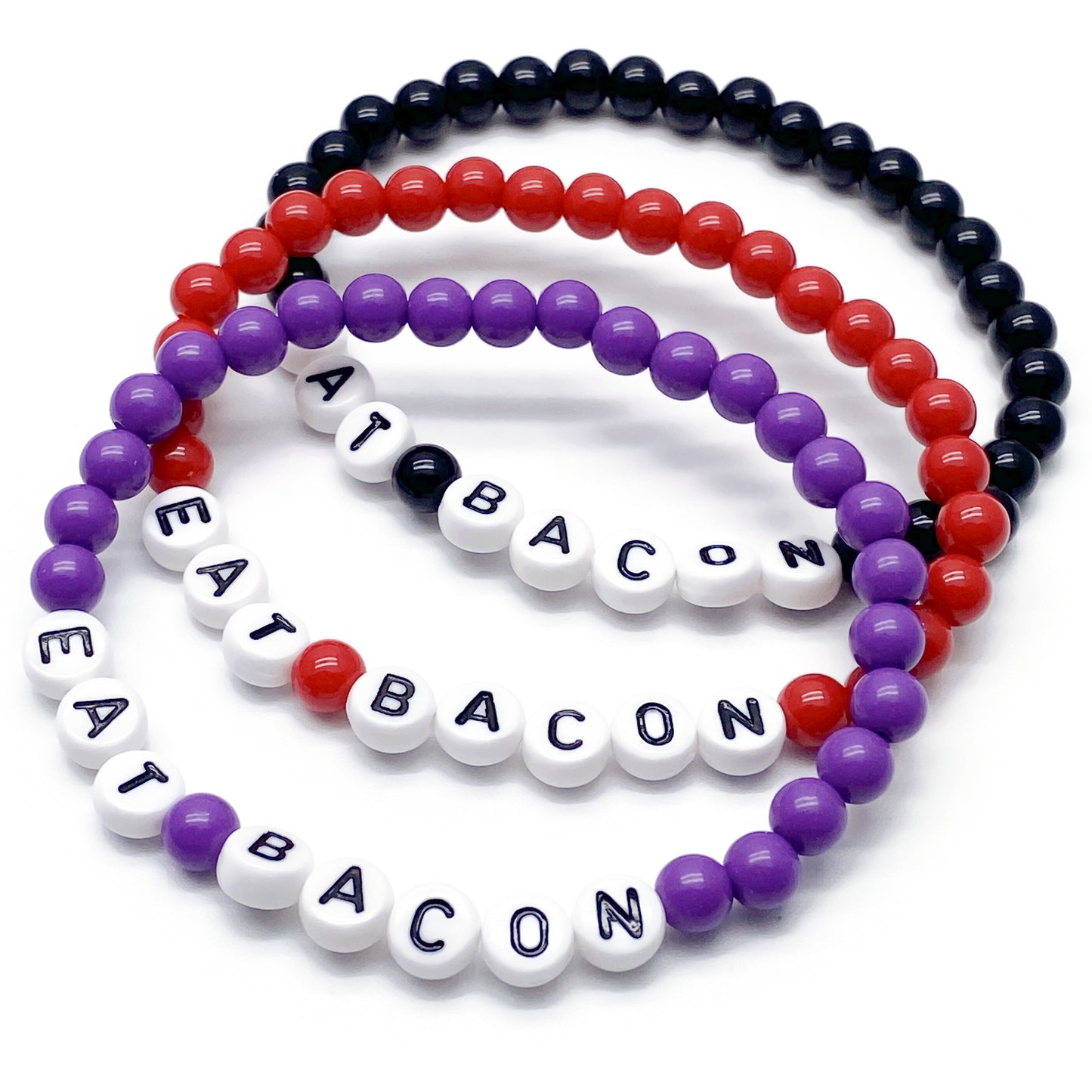 EAT BACON Message Bracelet - Acrylic Letter Beads