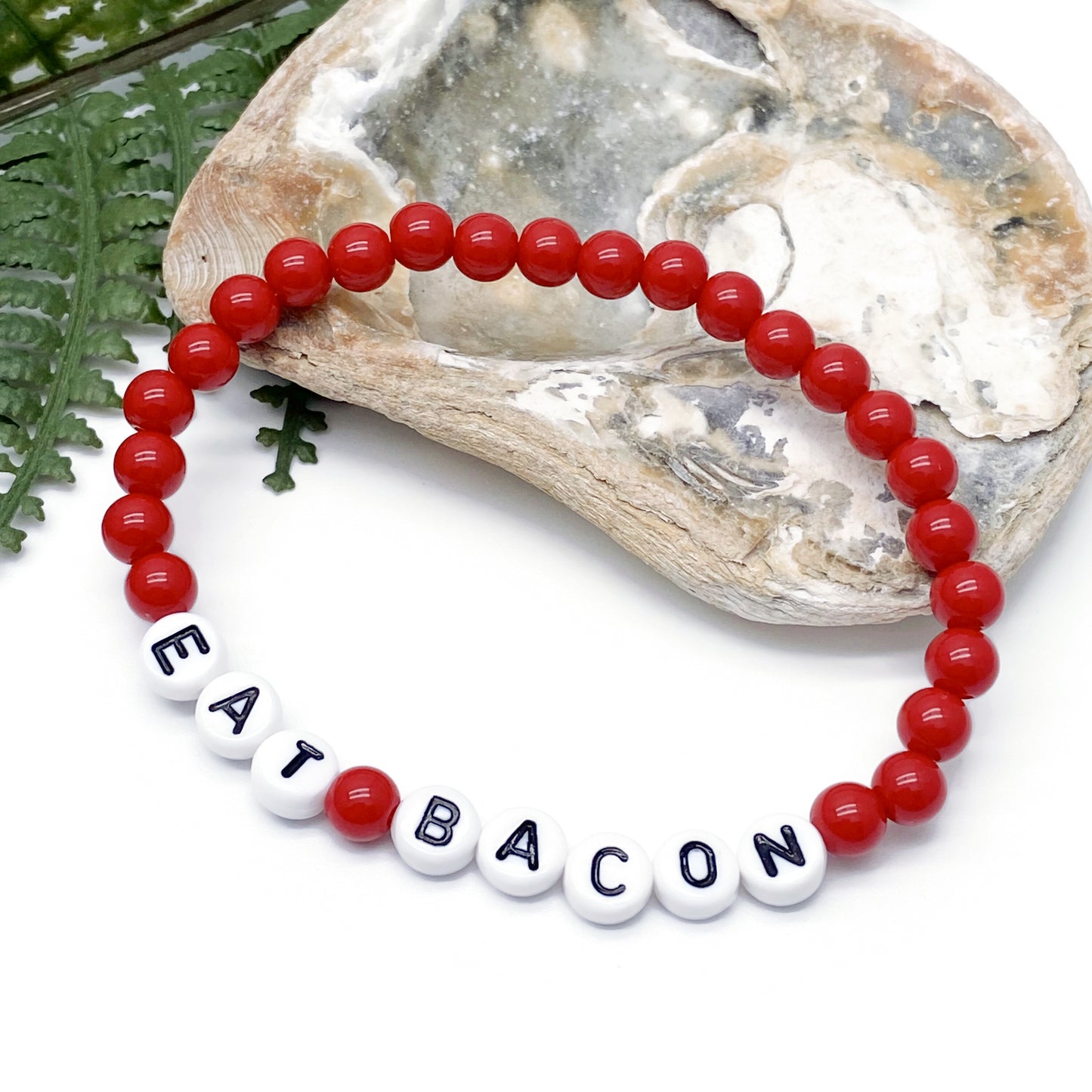 EAT BACON Message Bracelet - Acrylic Letter Beads