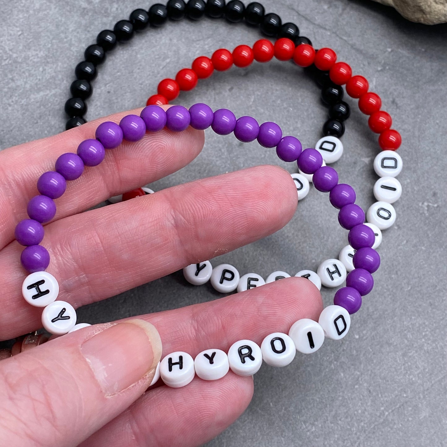 HYPERTHYROID Medical Alert Bracelet - Acrylic Letter Beads