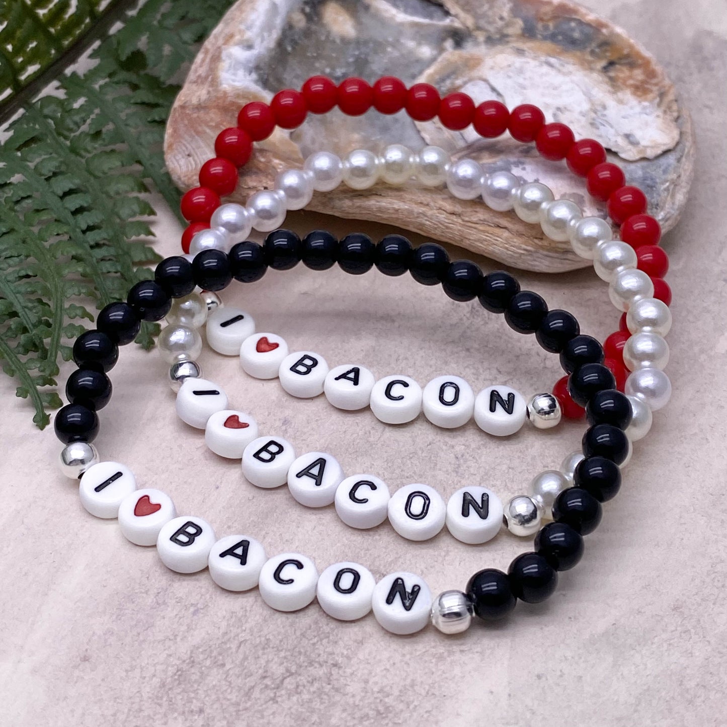 I LOVE BACON Message Bracelet - Acrylic Letter Beads