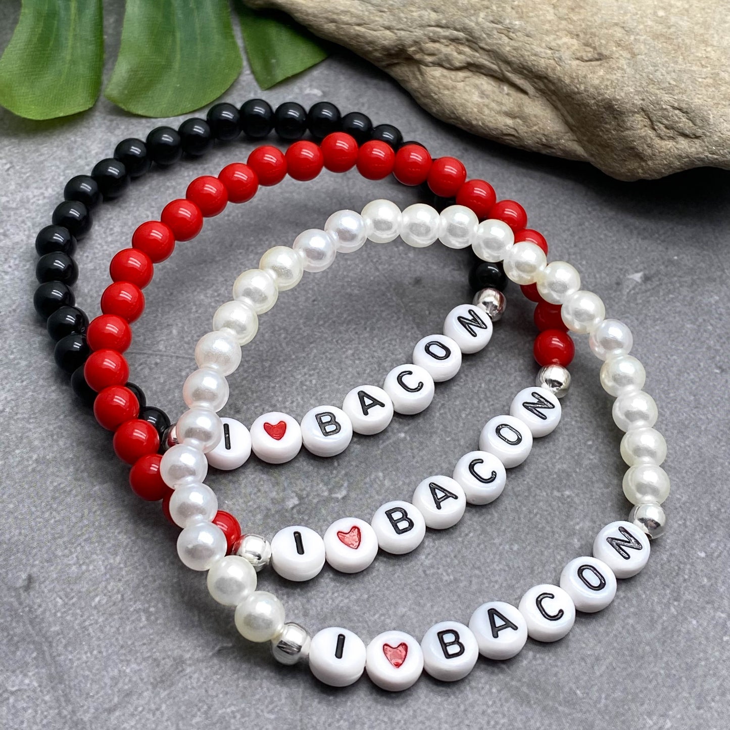 I LOVE BACON Message Bracelet - Acrylic Letter Beads