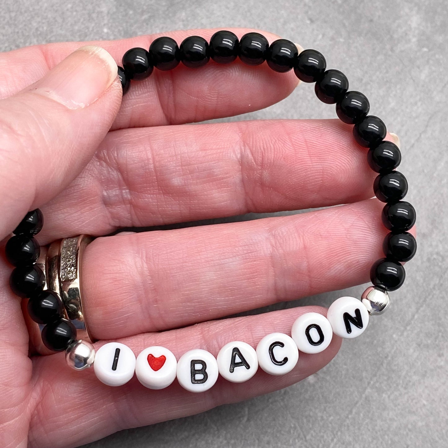 I LOVE BACON Message Bracelet - Acrylic Letter Beads
