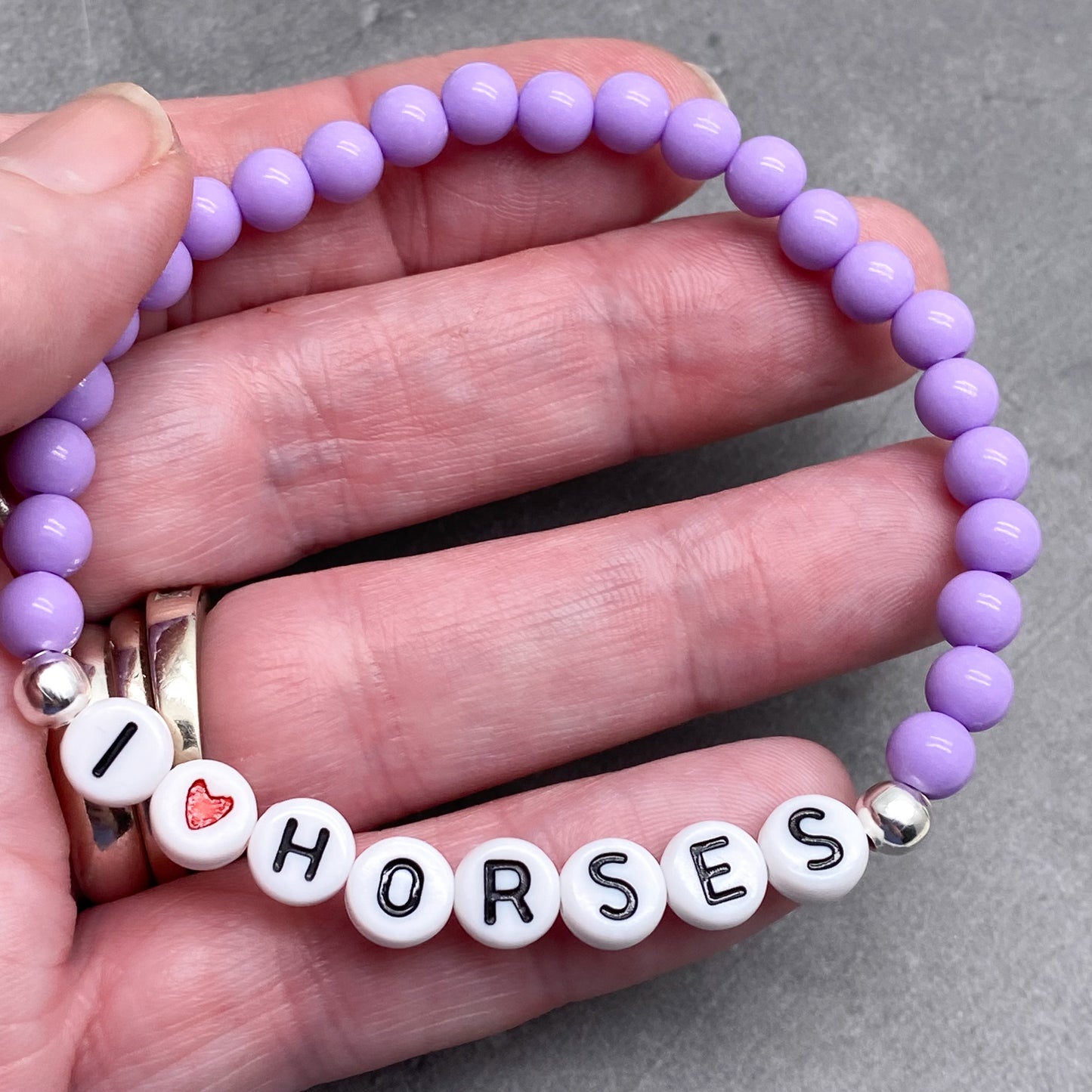 I LOVE HORSES Message Bracelet - Acrylic Letter Beads