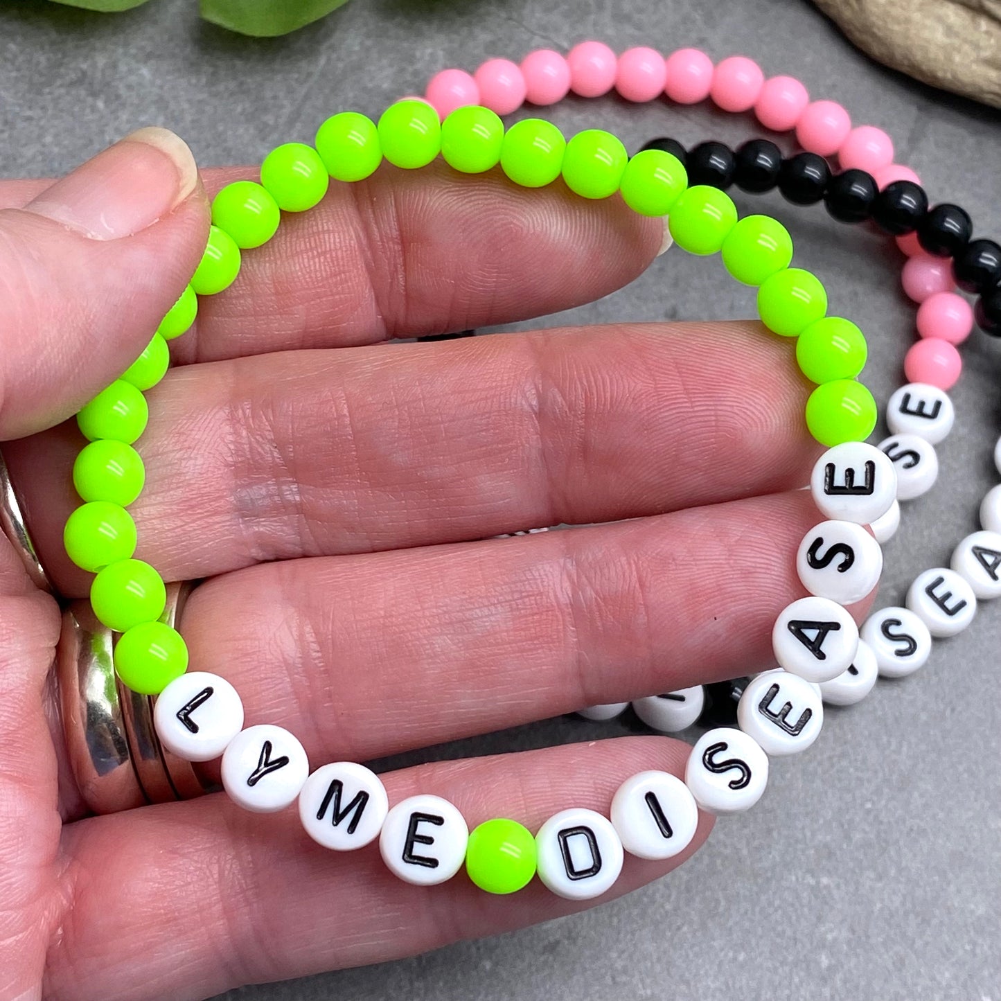 LYME DISEASE Medical Alert Bracelet - Acrylic Letter Beads