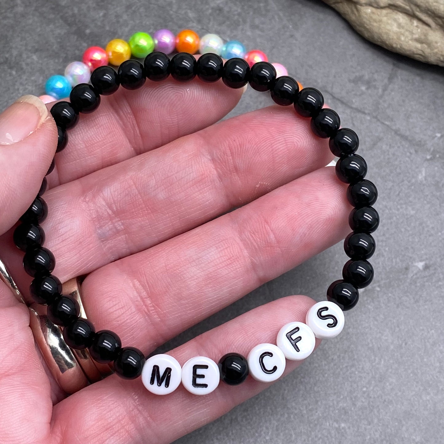 ME CFS Medical Alert Bracelet - Acrylic Letter Beads