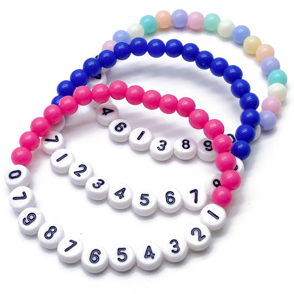 MOBILE PHONE NUMBER Acrylic Bead Bracelet