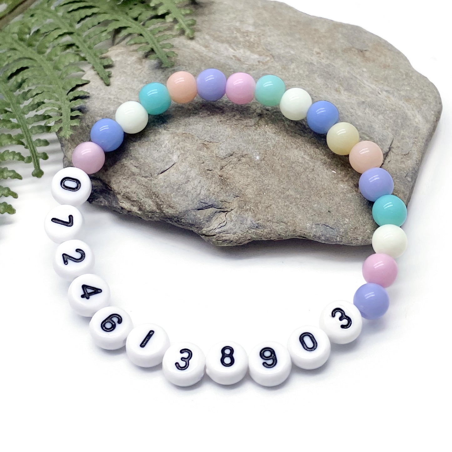 MOBILE PHONE NUMBER Acrylic Bead Bracelet