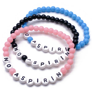 NO ASPIRIN Acrylic Letter Bead Bracelet