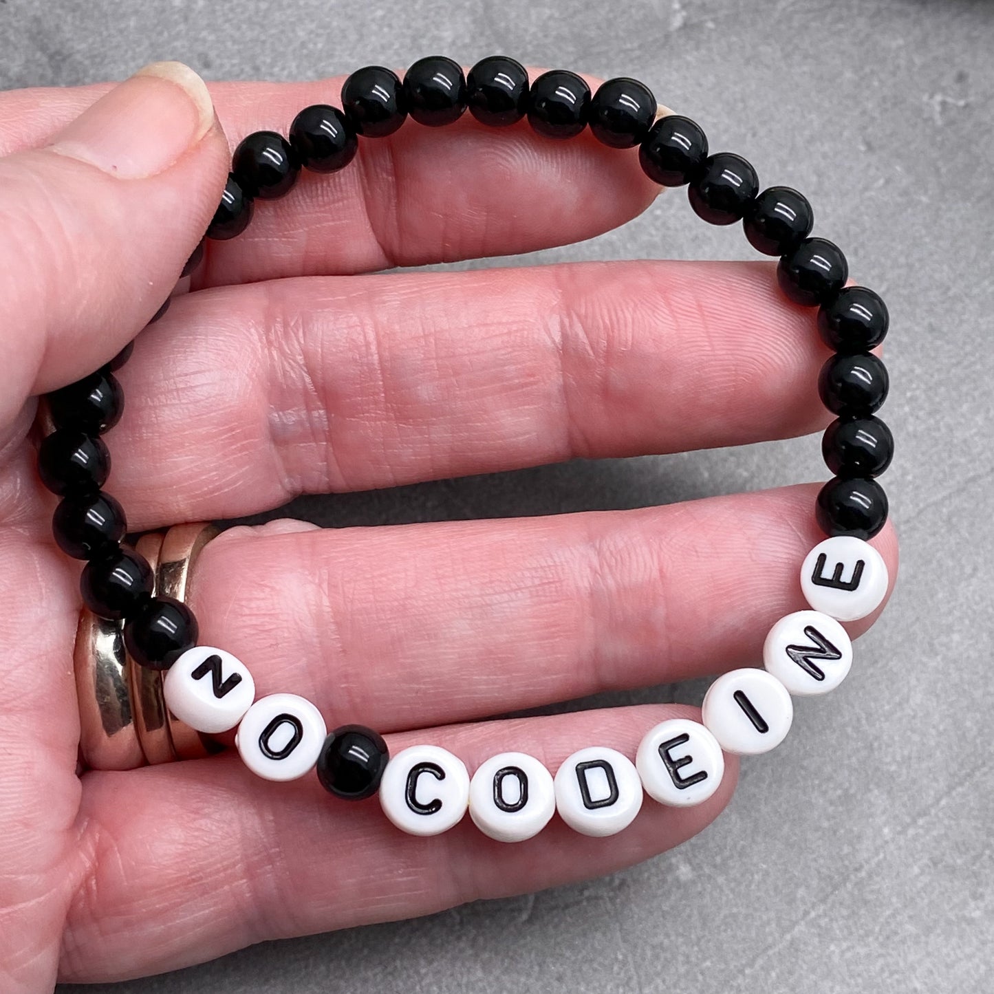 NO CODEINE Medical Alert Bracelet - Acrylic Letter Beads