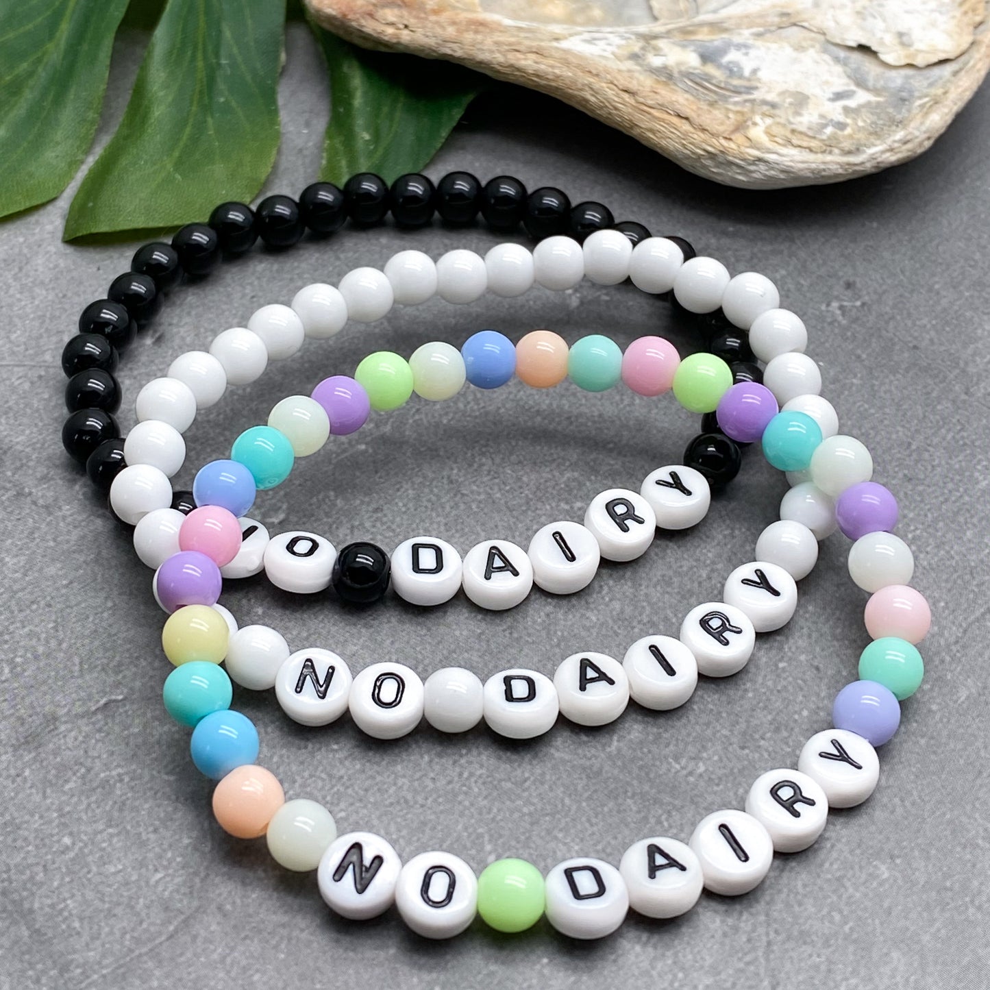 NO DAIRY Medical Alert Bracelet - Acrylic Letter Beads
