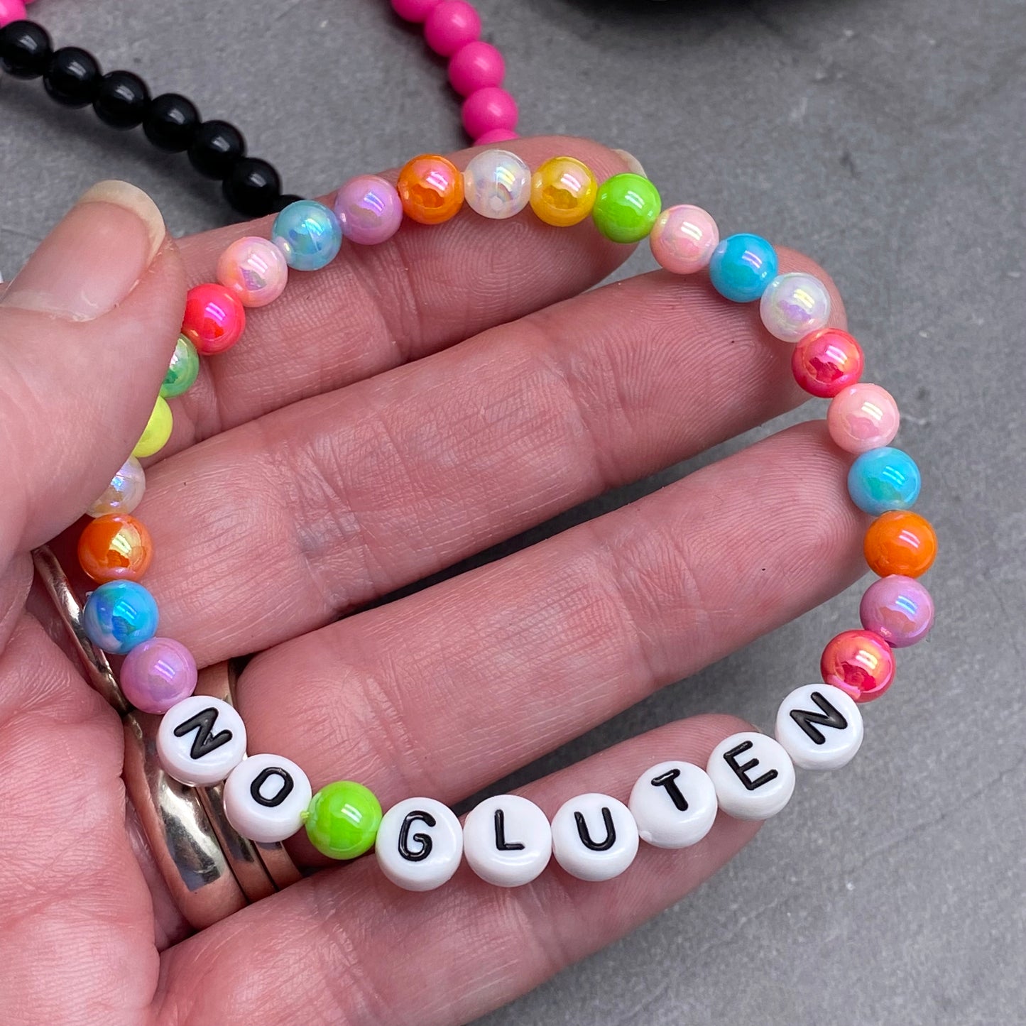 NO GLUTEN Medical Alert Bracelet – Acrylic Letter Beads