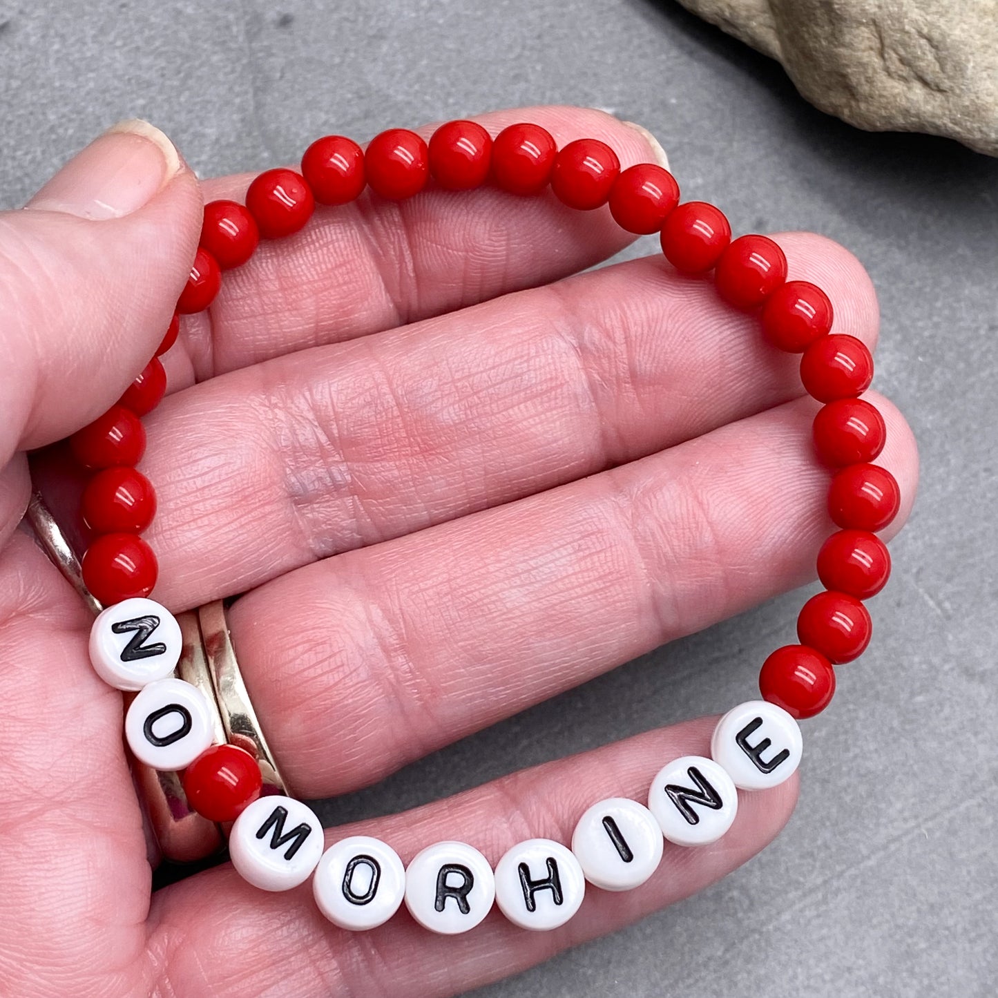 NO MORPHINE Medical Alert Bracelet - Acrylic Letter Beads
