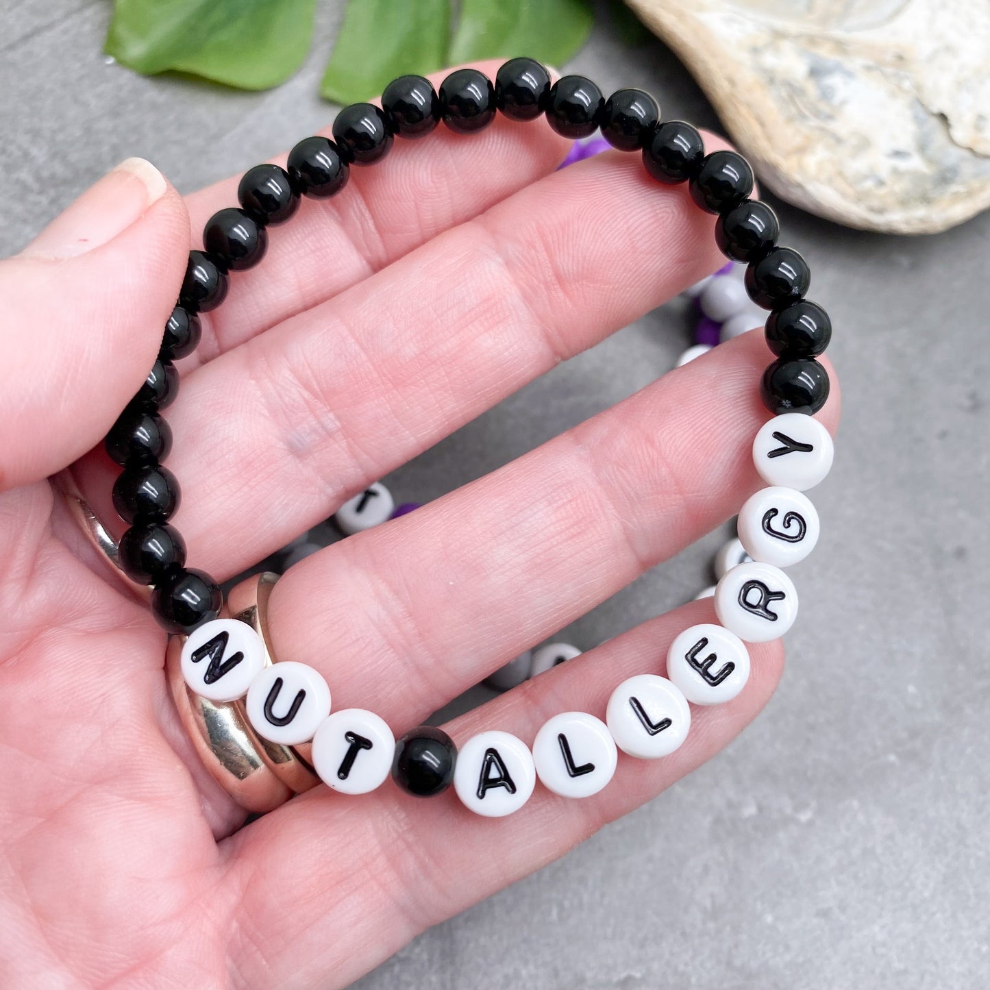 NUT ALLERGY Medical Alert Bracelet - Acrylic Letter Beads